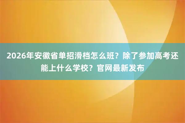 2026年安徽省单招滑档怎么班？除了参加高考还能上什么学校？官网最新发布